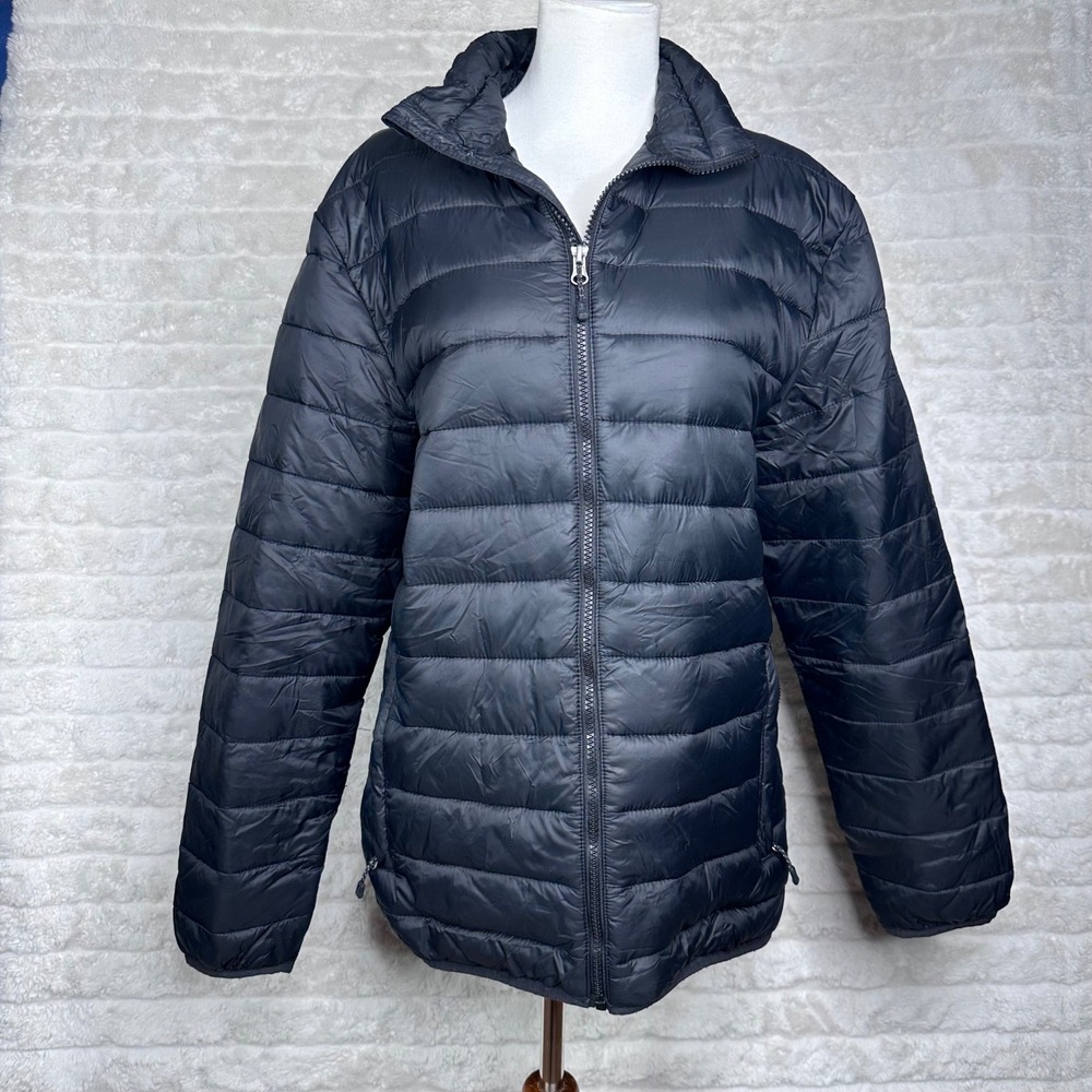 SWISS‎ TECH Mens Black Puffer Jacket Full Zip Lightweight Packable Sz S/CH 34/36